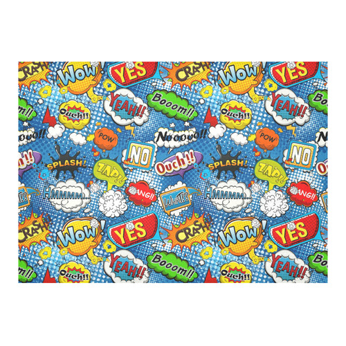 Comic Speech Bubbles Wow Pow Yes Splash Cotton Linen Tablecloth 60"x 84"