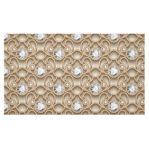 Gold Diamond Faux Jewelry Beautiful Pattern Cotton Linen Tablecloth 60"x 104"