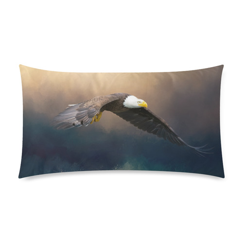 Painting flying american bald eagle Custom Rectangle Pillow Case 20"x36" (one side)