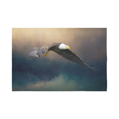 Painting flying american bald eagle Cotton Linen Wall Tapestry 90"x 60"