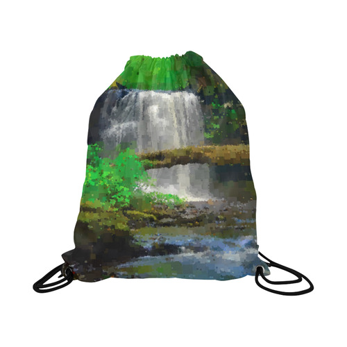 Peaceful Pixel Waterfall Large Drawstring Bag Model 1604 (Twin Sides)  16.5"(W) * 19.3"(H)