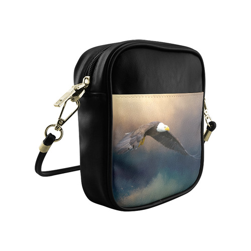 Painting flying american bald eagle Sling Bag (Model 1627)