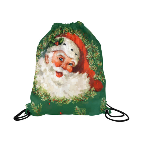 Jolly Ole Santa Pixel Large Drawstring Bag Model 1604 (Twin Sides)  16.5"(W) * 19.3"(H)