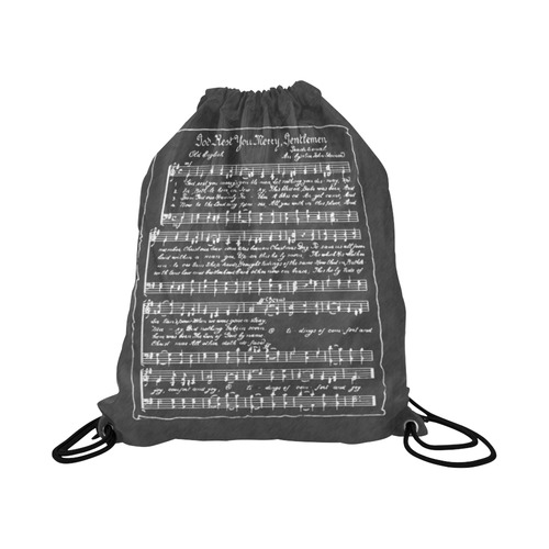God Rest Ye Merry Gentlemen Chalkboard Large Drawstring Bag Model 1604 (Twin Sides)  16.5"(W) * 19.3"(H)