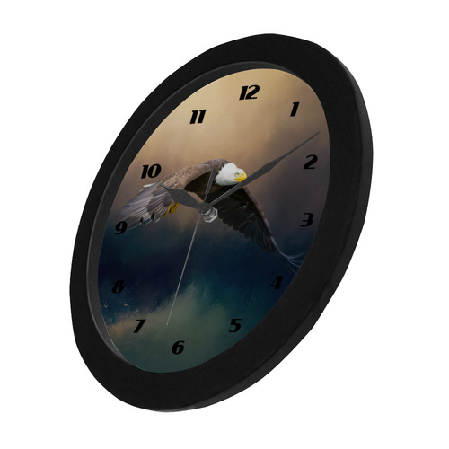 Painting flying american bald eagle Circular Plastic Wall clock