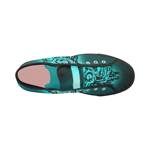 elegant skull with hat,mint Vancouver H Women's Canvas Shoes (1013-1)