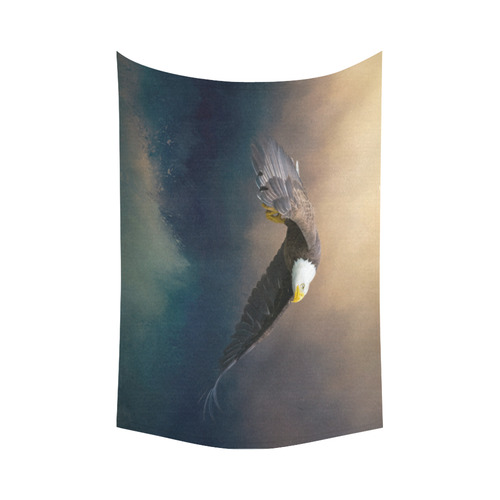 Painting flying american bald eagle Cotton Linen Wall Tapestry 90"x 60"