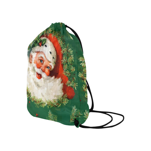 Jolly Ole Santa Pixel Large Drawstring Bag Model 1604 (Twin Sides)  16.5"(W) * 19.3"(H)