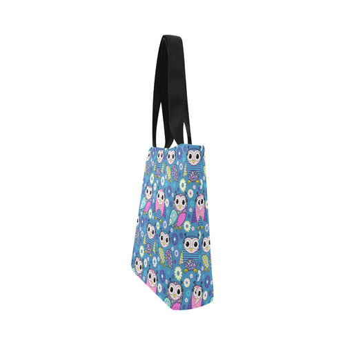 Cute Floral Cartoon Owls Pattern Canvas Tote Bag (Model 1657)