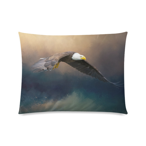 Painting flying american bald eagle Custom Zippered Pillow Case 20"x26"(Twin Sides)