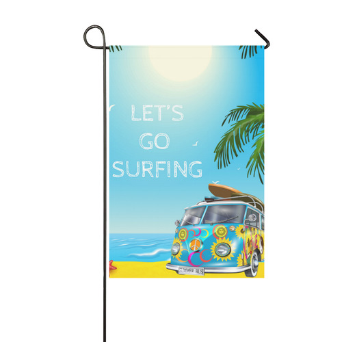 Surfboards  on the beach Garden Flag 12‘’x18‘’（Without Flagpole）