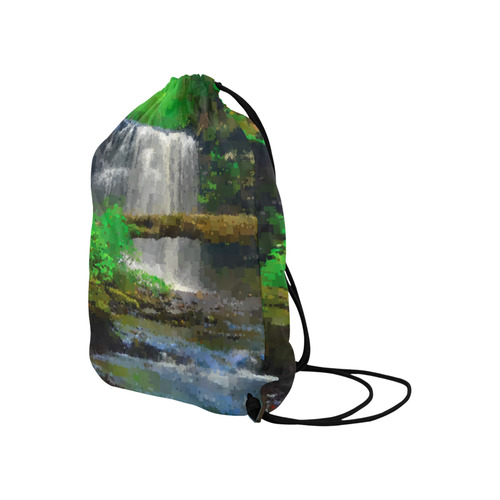 Peaceful Pixel Waterfall Large Drawstring Bag Model 1604 (Twin Sides)  16.5"(W) * 19.3"(H)