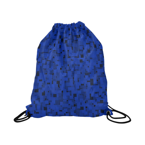 Black and Blue Pixels Large Drawstring Bag Model 1604 (Twin Sides)  16.5"(W) * 19.3"(H)