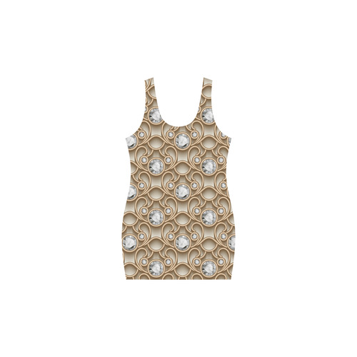 Gold Diamond Faux Jewelry Beautiful Pattern Medea Vest Dress (Model D06)