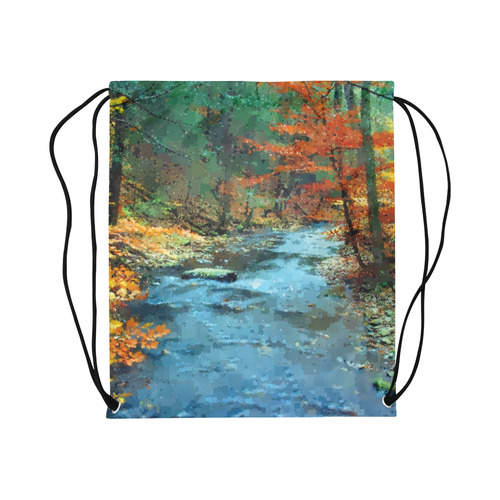 Pixel Creek at Autumn Large Drawstring Bag Model 1604 (Twin Sides)  16.5"(W) * 19.3"(H)