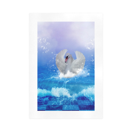 Swimmong swan Art Print 16‘’x23‘’