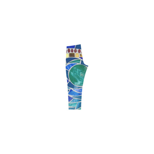 blue-green mosaic Capri Legging (Model L02)