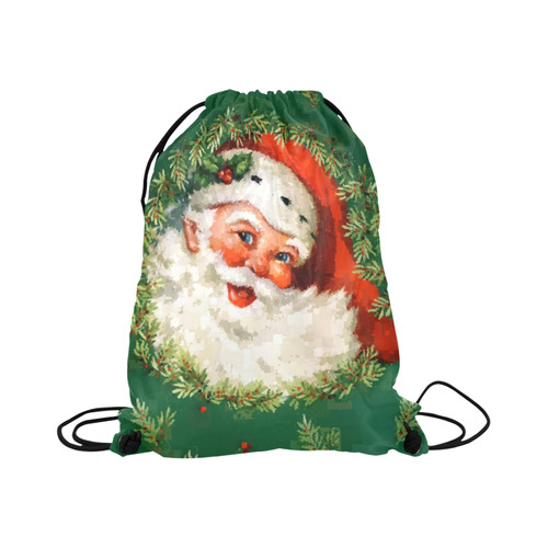 Jolly Ole Santa Pixel Large Drawstring Bag Model 1604 (Twin Sides)  16.5"(W) * 19.3"(H)