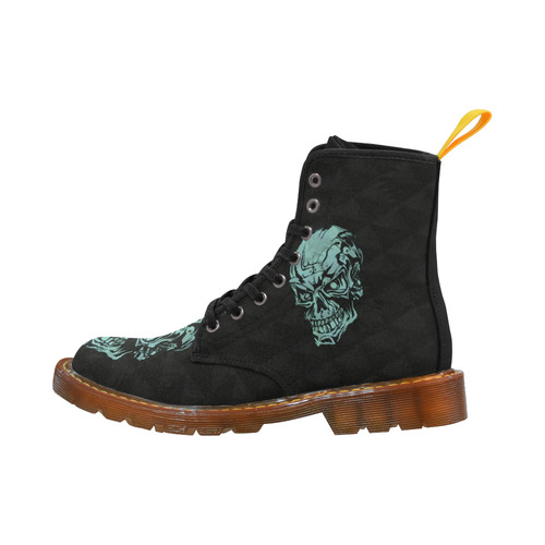 skull on Quilt,aqua Martin Boots For Women Model 1203H