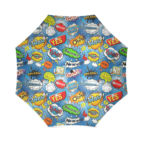 Comic Speech Bubbles Wow Pow Yes Splash Foldable Umbrella (Model U01)