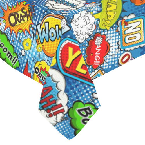 Comic Speech Bubbles Wow Pow Yes Splash Cotton Linen Tablecloth 60"x 84"