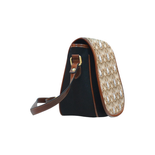 Gold Diamond Faux Jewelry Beautiful Pattern Saddle Bag/Small (Model 1649)(Flap Customization)