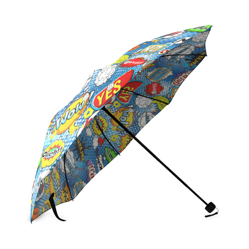 Comic Speech Bubbles Wow Pow Yes Splash Foldable Umbrella (Model U01)
