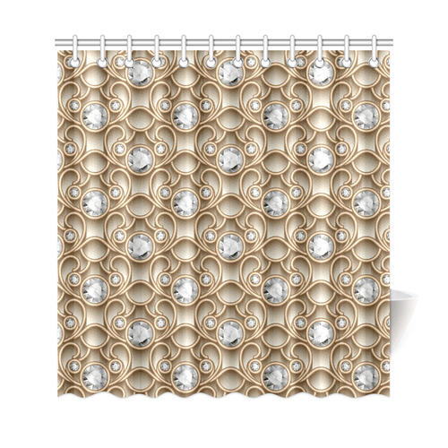 Gold Diamond Faux Jewelry Beautiful Pattern Shower Curtain 69"x72"