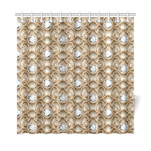 Gold Diamond Faux Jewelry Beautiful Pattern Shower Curtain 72"x72"