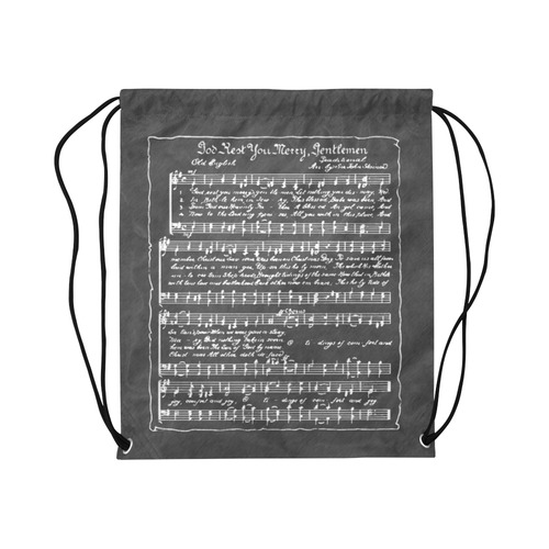 God Rest Ye Merry Gentlemen Chalkboard Large Drawstring Bag Model 1604 (Twin Sides)  16.5"(W) * 19.3"(H)