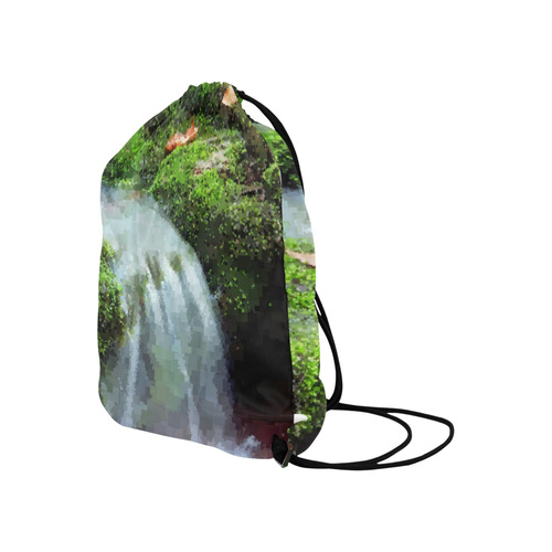 Mossy Pixel Waterfall Large Drawstring Bag Model 1604 (Twin Sides)  16.5"(W) * 19.3"(H)