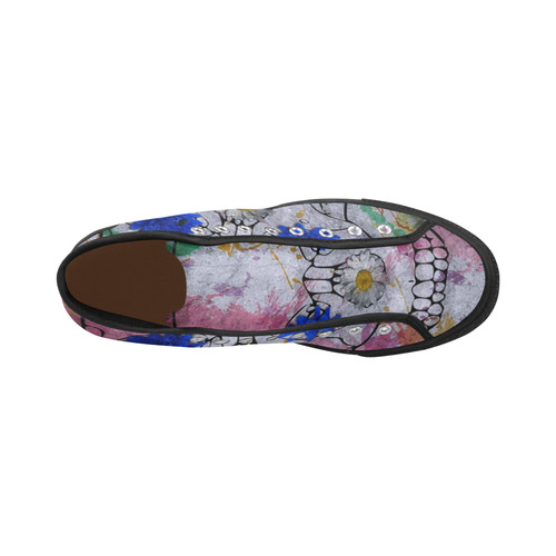 flower power skull Vancouver H Men's Canvas Shoes/Large (1013-1)