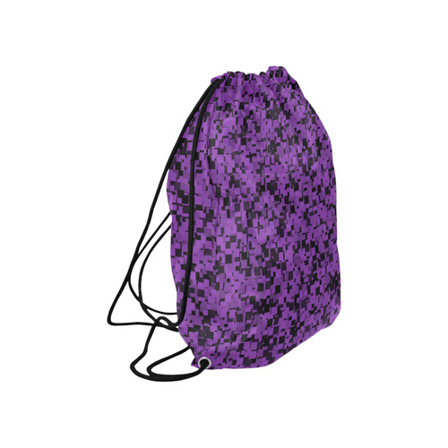 Black and Purple Pixels Large Drawstring Bag Model 1604 (Twin Sides)  16.5"(W) * 19.3"(H)