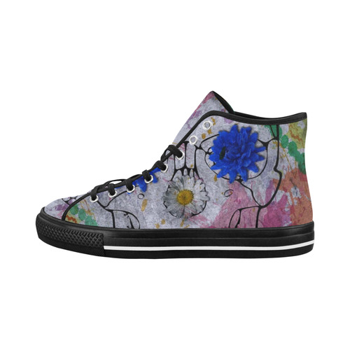 flower power skull Vancouver H Men's Canvas Shoes/Large (1013-1)