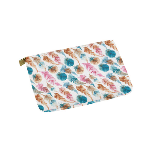 Colorful Boho Feathers Carry-All Pouch 9.5''x6''