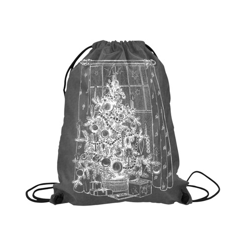 Retro Christmas Tree Chalkboard Large Drawstring Bag Model 1604 (Twin Sides)  16.5"(W) * 19.3"(H)