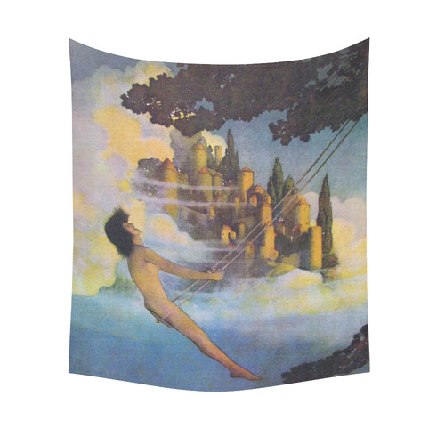 Dinky Bird Maxfield Parrish Castle Art Cotton Linen Wall Tapestry 51"x 60"