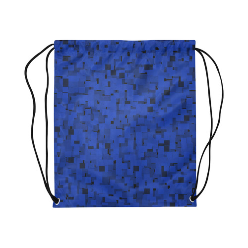 Black and Blue Pixels Large Drawstring Bag Model 1604 (Twin Sides)  16.5"(W) * 19.3"(H)