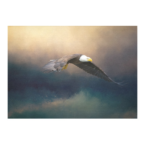 Painting flying american bald eagle Cotton Linen Tablecloth 60"x 84"