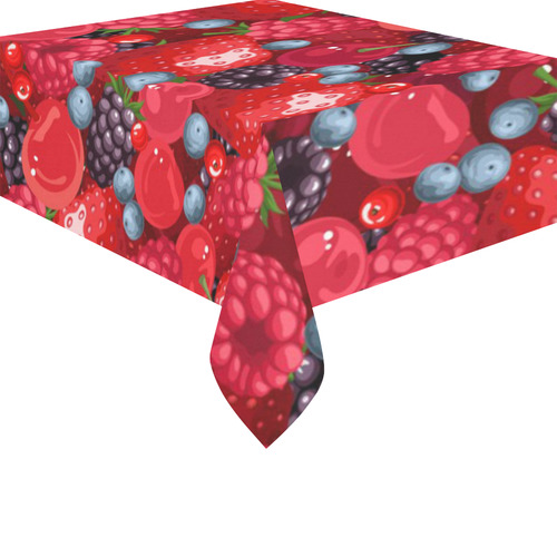 Strawberry Raspberry Blueberry Cranberry Fruit Cotton Linen Tablecloth 52"x 70"