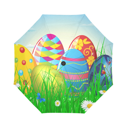 Happy Easter Eggs Butterfly Landscape Auto-Foldable Umbrella (Model U04)