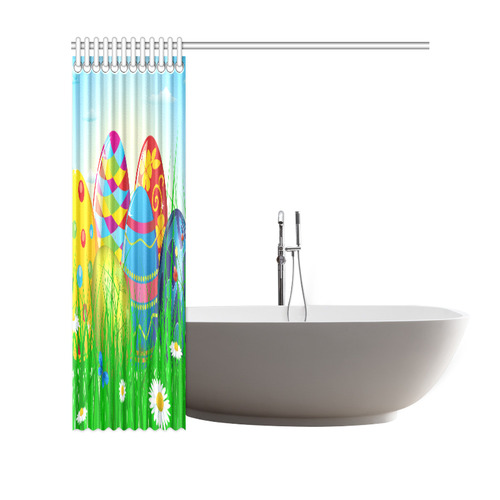 Happy Easter Eggs Butterfly Landscape Shower Curtain 69"x70"