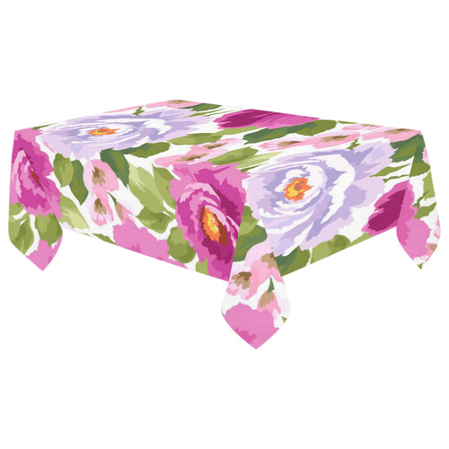 Beautiful Pink Watercolor Floral Pattern Cotton Linen Tablecloth 60"x