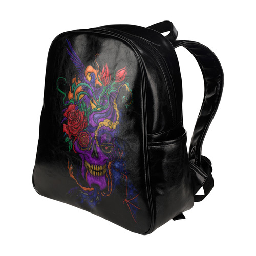 Funny Funky Sugar Skull Multi-Pockets Backpack (Model 1636)