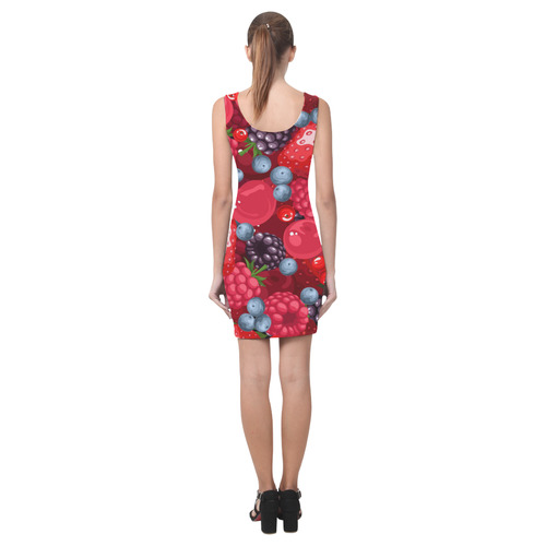 Strawberry Raspberry Blueberry Fruit Pattern Medea Vest Dress (Model D06)