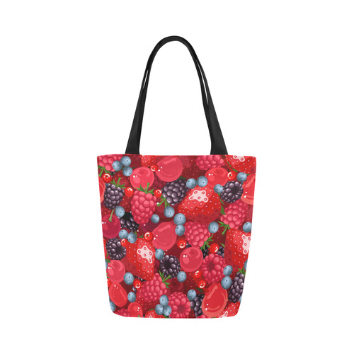 Strawberry Raspberry Blueberry Fruit Pattern Canvas Tote Bag (Model 1657)