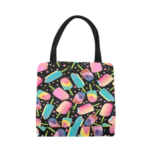 Ice Cream Bars Pattern Pink Yellow Aqua Canvas Tote Bag (Model 1657)