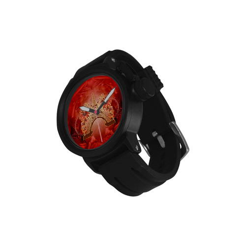 The eiffel tower with flowers, red colors Men's Sports Watch(Model 309)