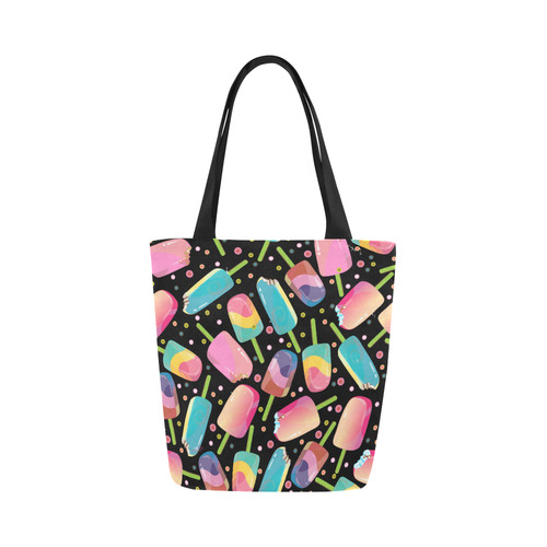 Ice Cream Bars Pattern Pink Yellow Aqua Canvas Tote Bag (Model 1657)