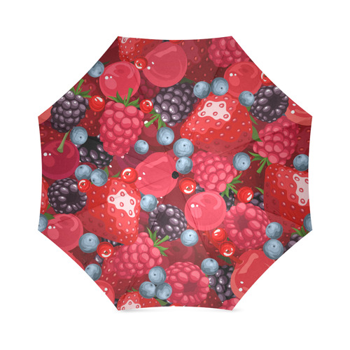 Strawberry Raspberry Blueberry Fruit Pattern Foldable Umbrella (Model U01)